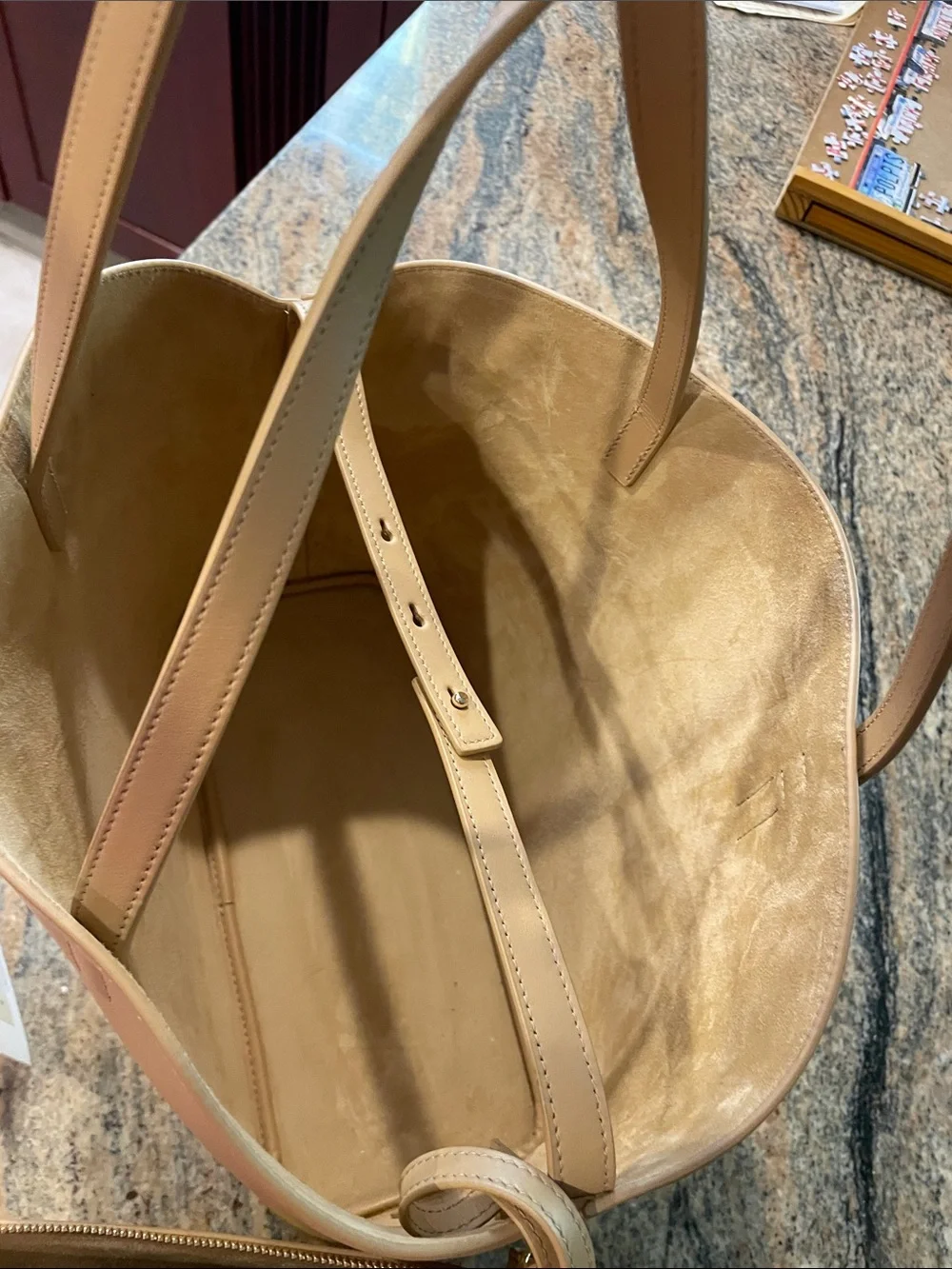 Brand new. Salvatore Ferragamo Yellow and Tan Colorblock Leather Tote with Pouch